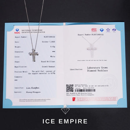 Iced Out Cross 10K Gold Lab Grown Diamond Chain