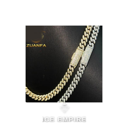 Iced Out 925 Silver Moissanite Cuban Chain