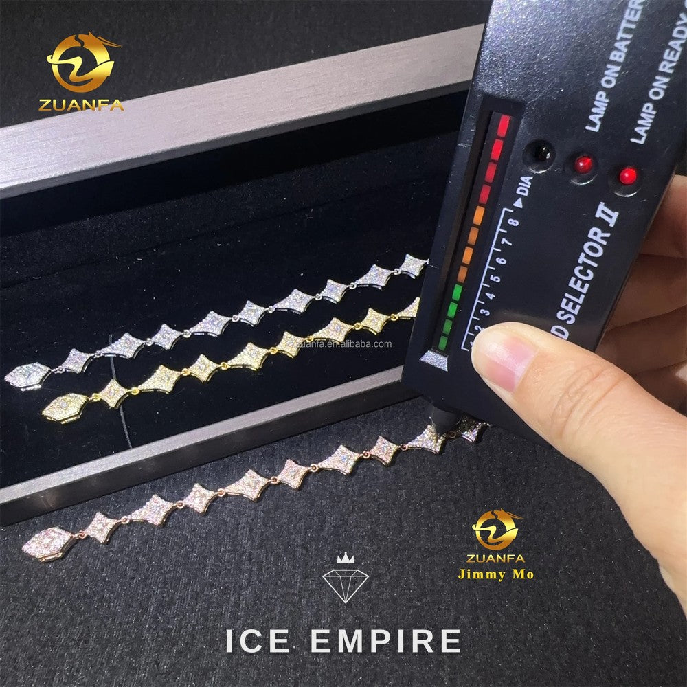 Iced Out 925 Silver Moissanite Tennis Chain
