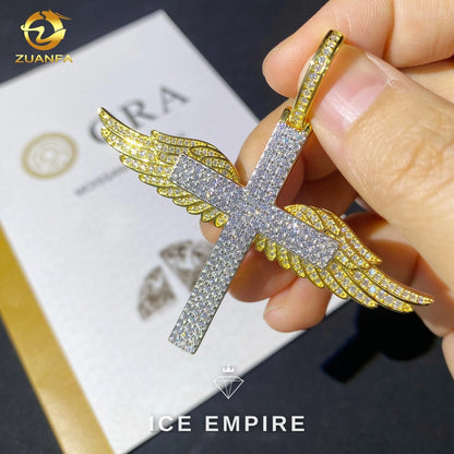Iced Out Cross Gold Plated Moissanite Pendant