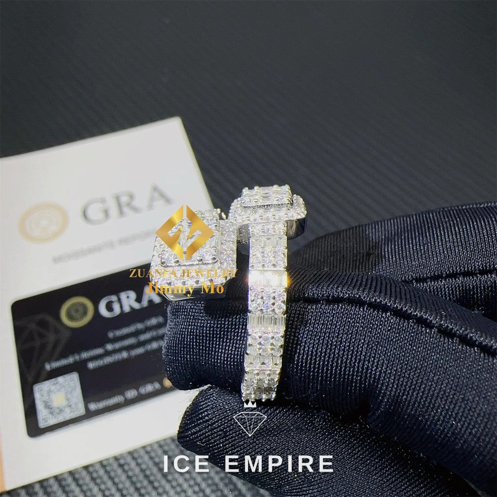 Iced Out Baguette Gold Plated Moissanite Ring