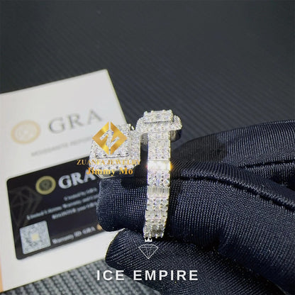 Iced Out Baguette Gold Plated Moissanite Ring