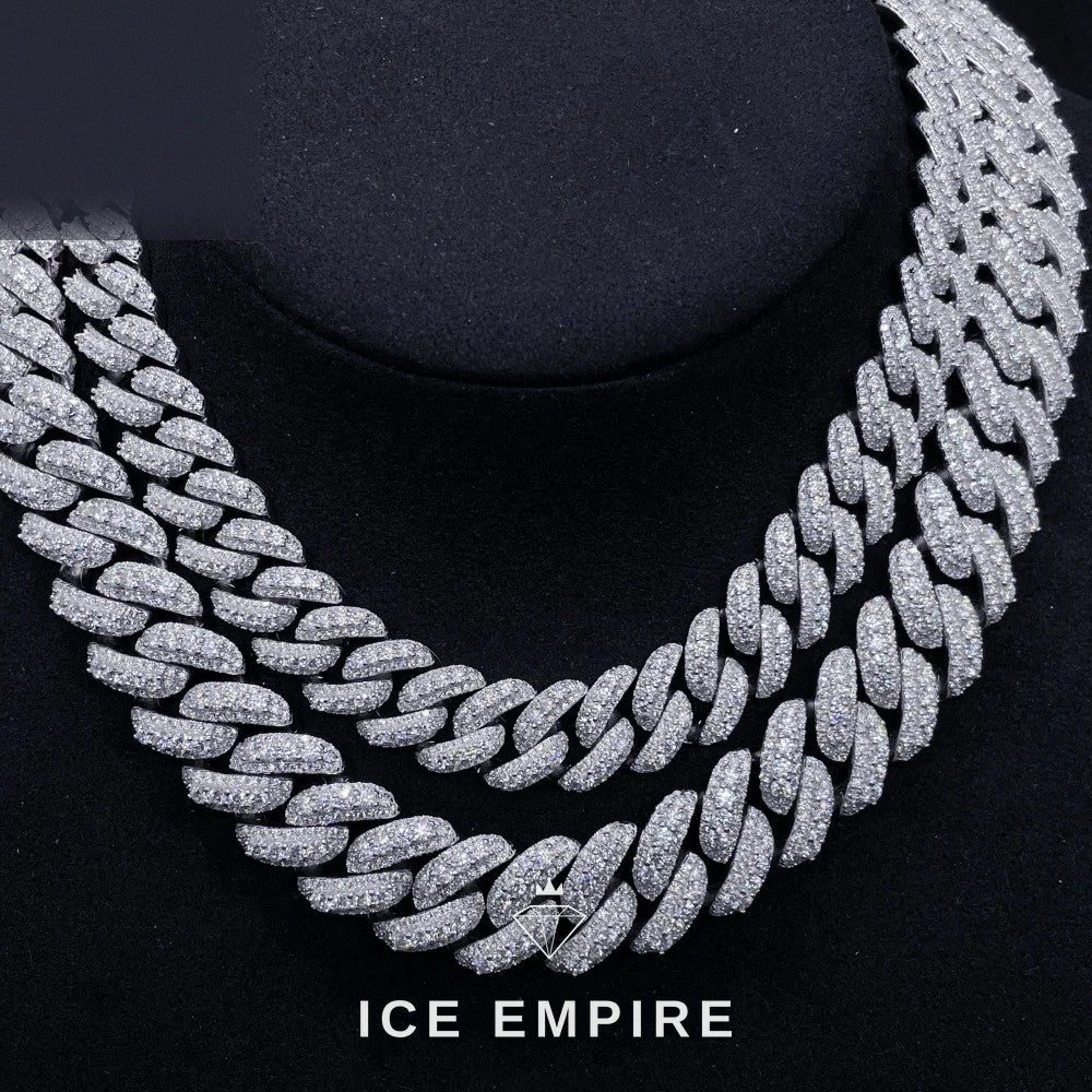 Iced Out 925 Silver Moissanite Cuban Chain