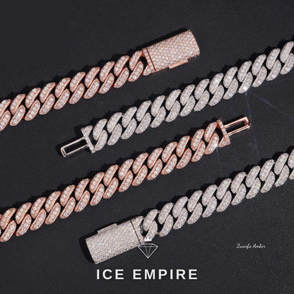 Iced Out 925 Silver Moissanite Cuban Chain