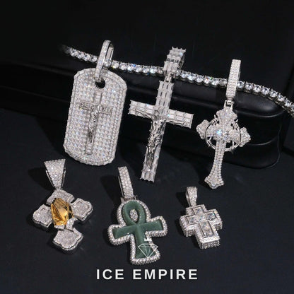 Iced Out Cross Gold Plated Moissanite Pendant