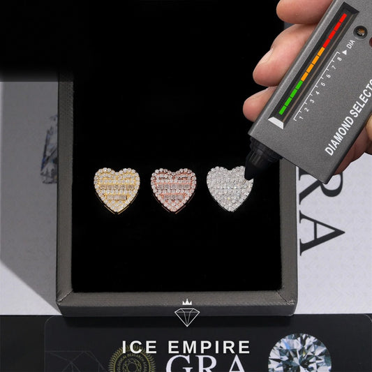 Iced Out Heart 925 Silver Moissanite Earrings