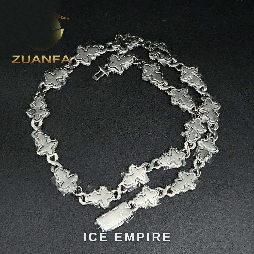 Iced Out Cross Rose Gold Plated Moissanite Cuban Chain