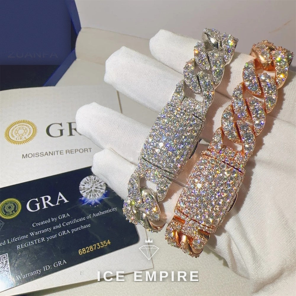 Iced Out 925 Silver Moissanite Cuban Chain
