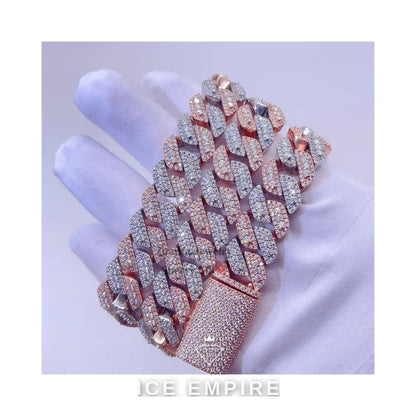 Iced Out Rose Gold Plated Moissanite Cuban Chain