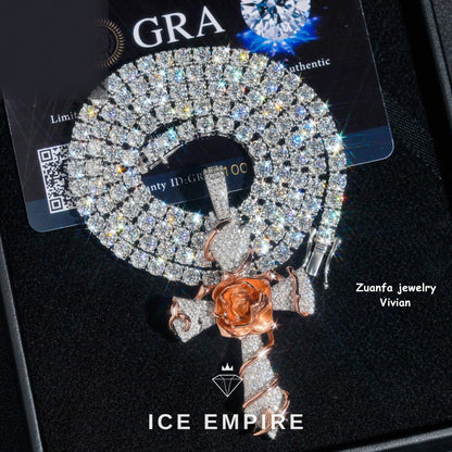 Iced Out Cross 925 Silver Moissanite Pendant
