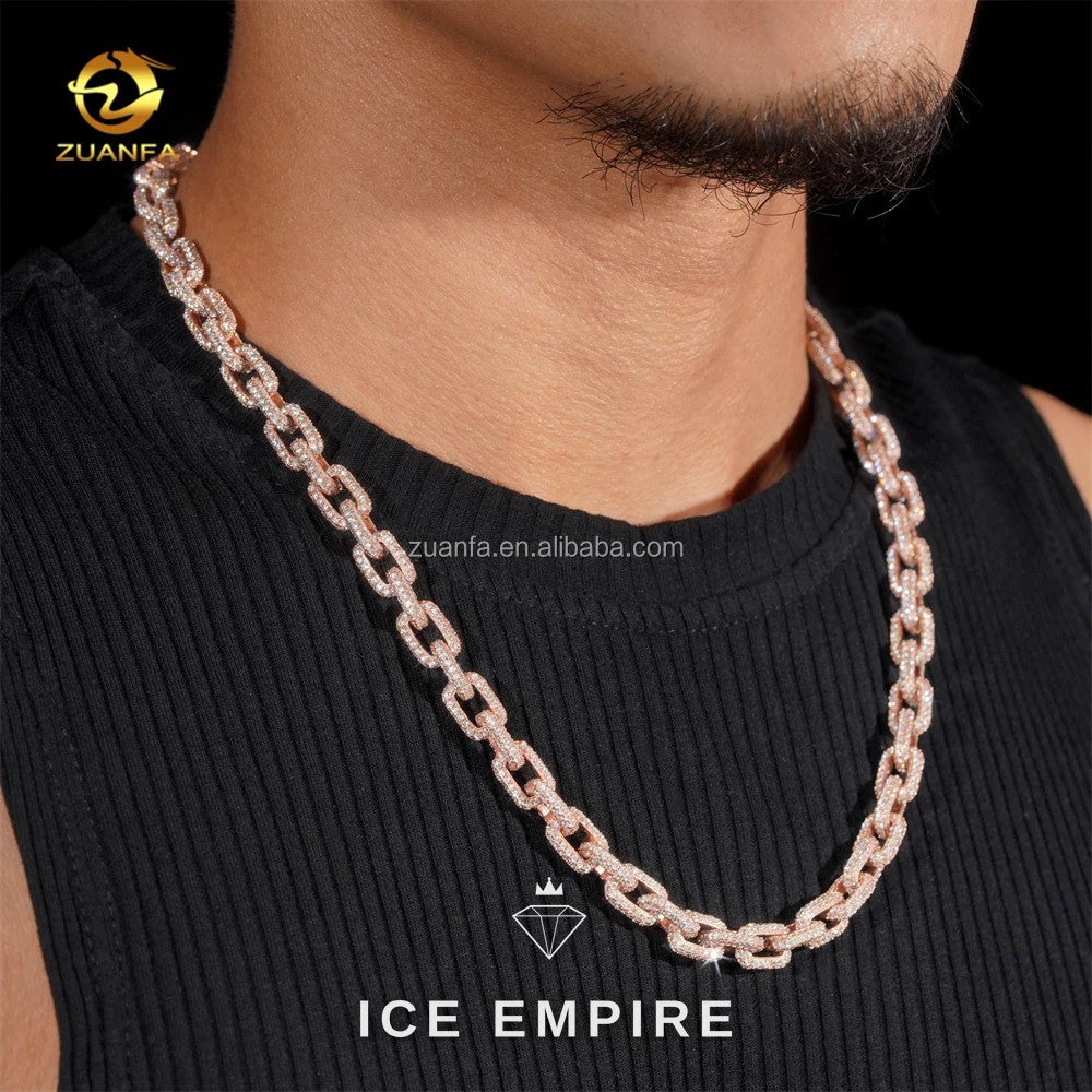 Iced Out 925 Silver Moissanite Cuban Chain