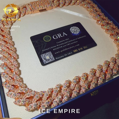 Iced Out Rose Gold Plated Moissanite Cuban Chain