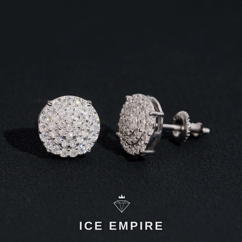 Iced Out 14K Gold Moissanite Stud Earrings