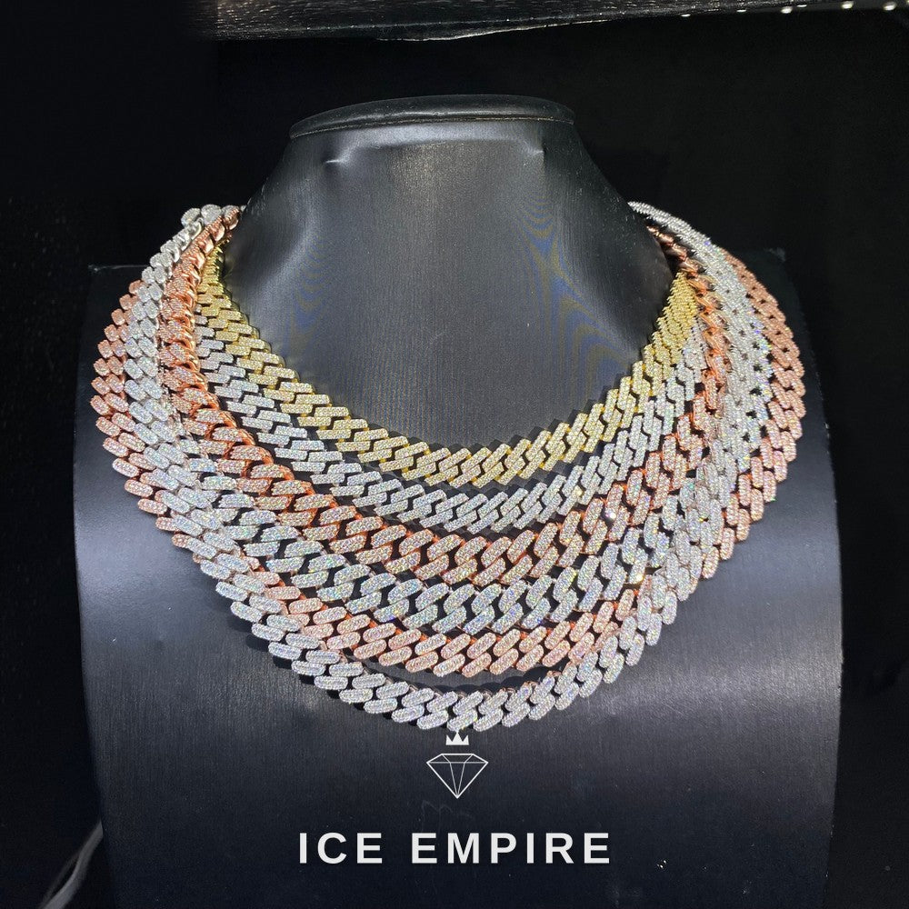 Iced Out Rose Gold Moissanite Cuban Chain