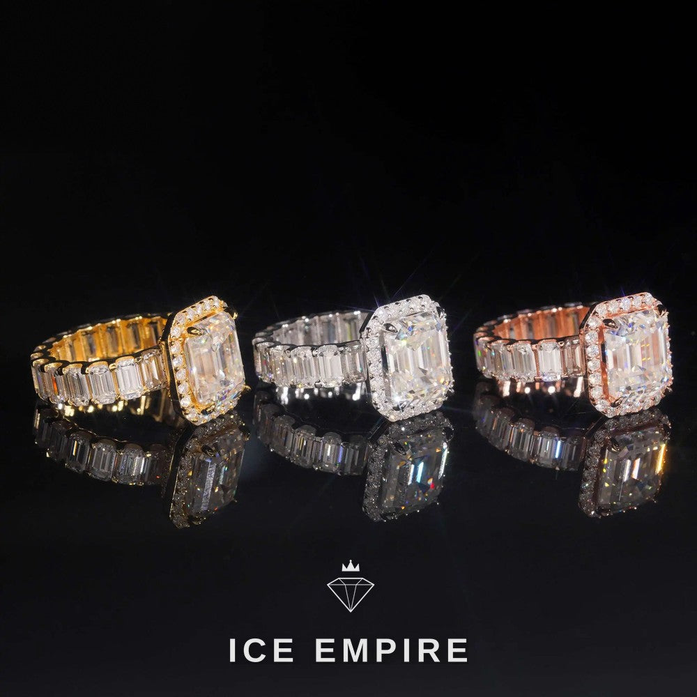 Iced Out 925 Silver Moissanite Engagement Ring