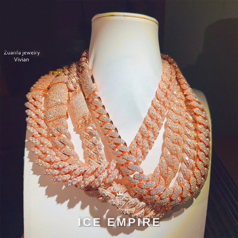 Iced Out Rose Gold Plated Moissanite Cuban Chain