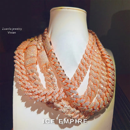 Iced Out Rose Gold Plated Moissanite Cuban Chain