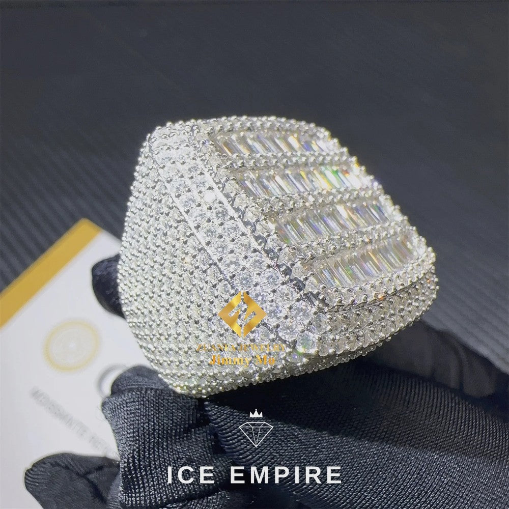 Iced Out Baguette 925 Silver Moissanite Ring
