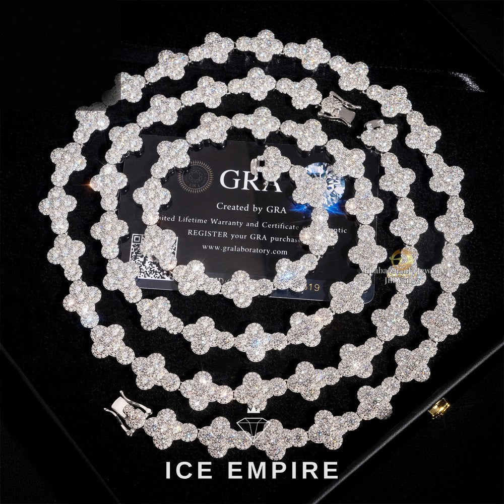 Iced Out Cross Rose Gold Plated Moissanite Cuban Chain