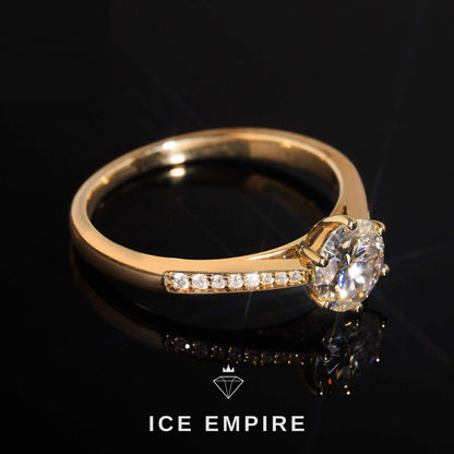 Iced Out 10K Gold Moissanite Engagement Ring