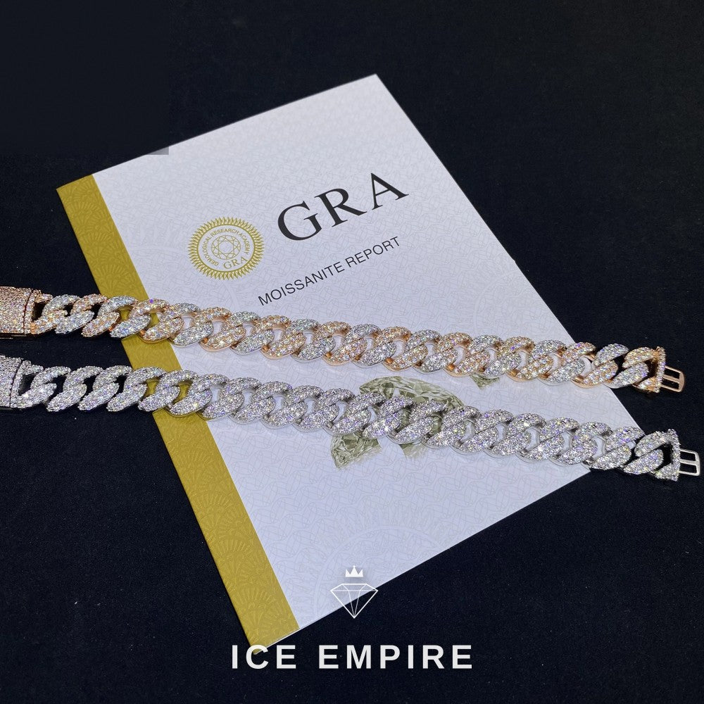 Iced Out 925 Silver Moissanite Cuban Chain