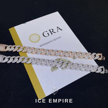 Iced Out 925 Silver Moissanite Cuban Chain