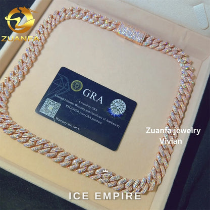 Iced Out Rose Gold Plated Moissanite Cuban Chain