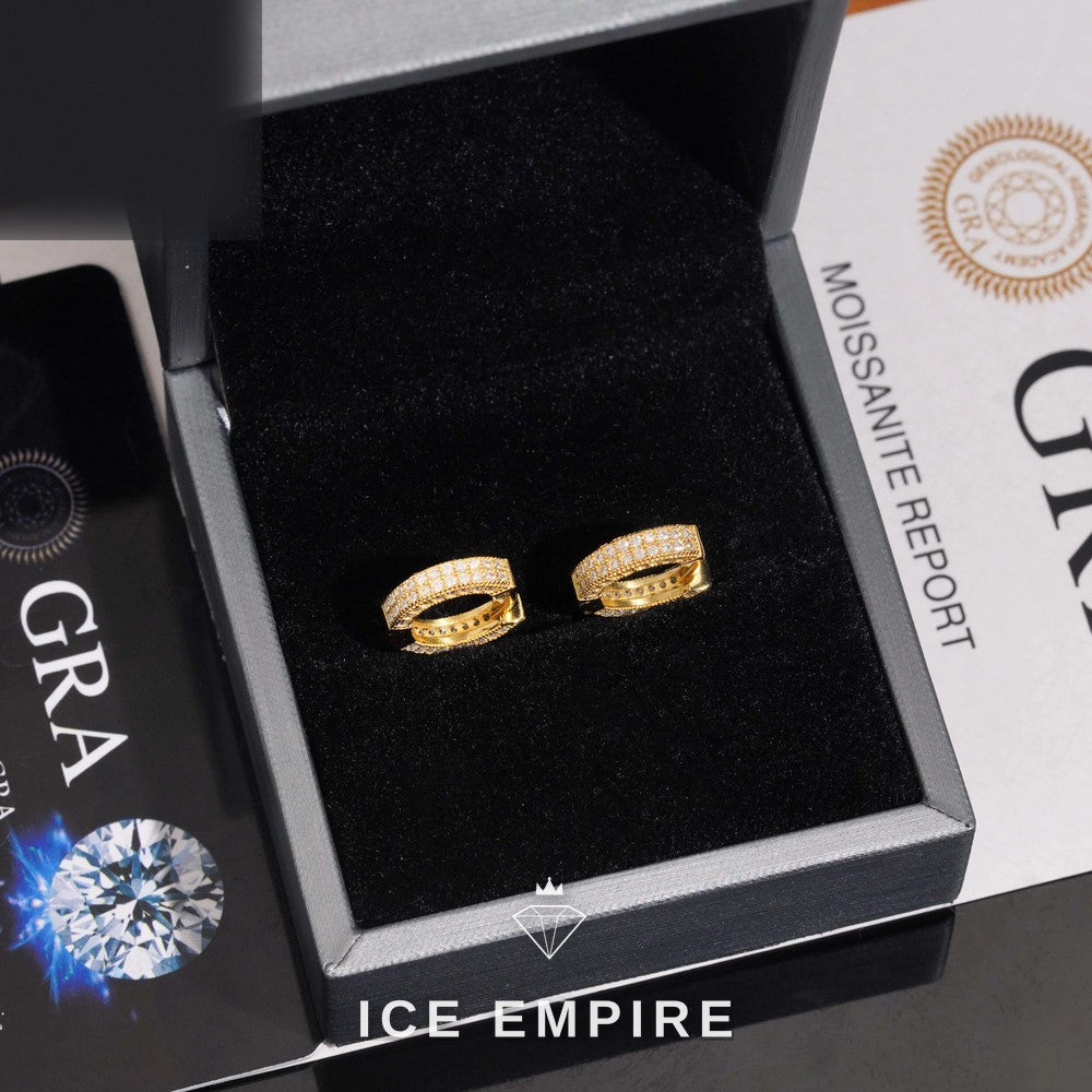 Iced Out 925 Silver Moissanite Hoop Earrings
