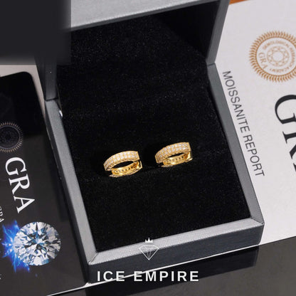 Iced Out 925 Silver Moissanite Hoop Earrings