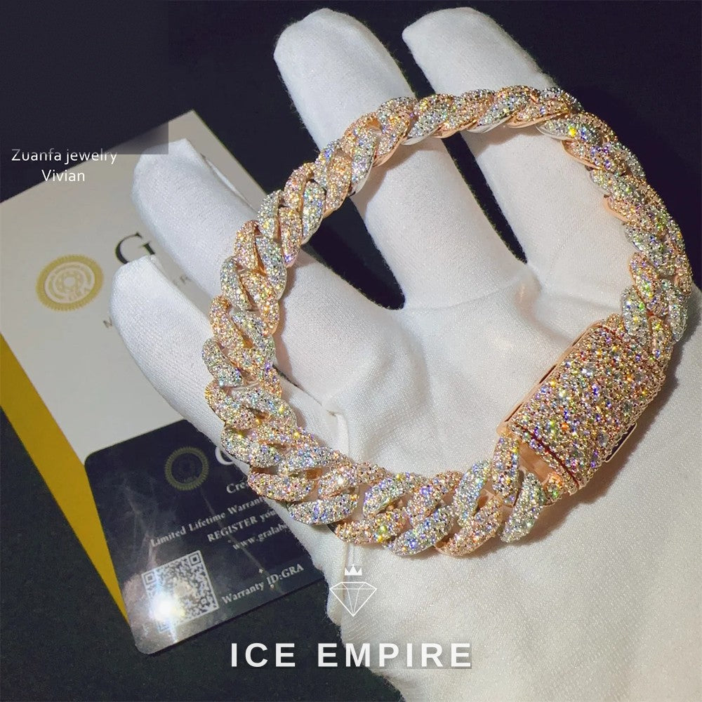 Iced Out Rose Gold Plated Moissanite Cuban Chain