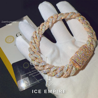 Iced Out Rose Gold Plated Moissanite Cuban Chain