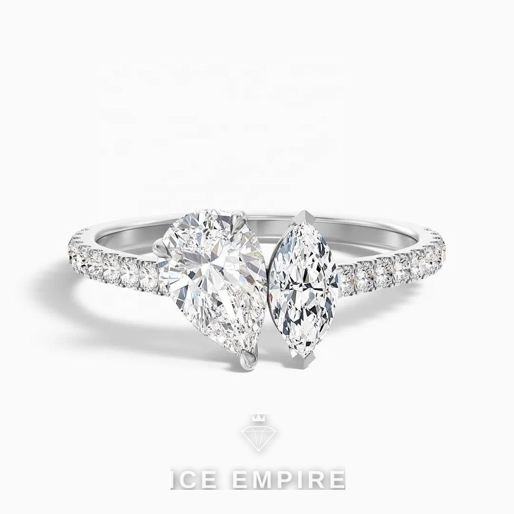 Iced Out 18K Gold Lab Grown Diamond Engagement Ring