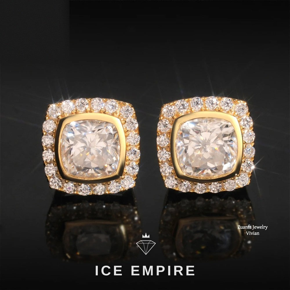 Iced Out 925 Silver Moissanite Stud Earrings