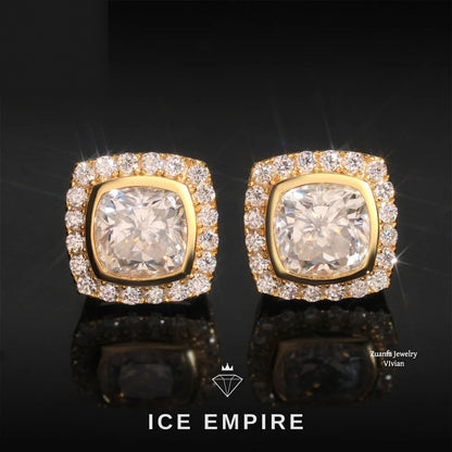 Iced Out 925 Silver Moissanite Stud Earrings