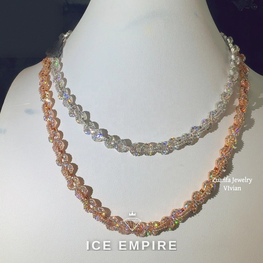 Iced Out Rose Gold Plated Moissanite Cuban Chain