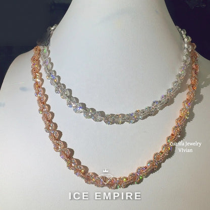 Iced Out Rose Gold Plated Moissanite Cuban Chain