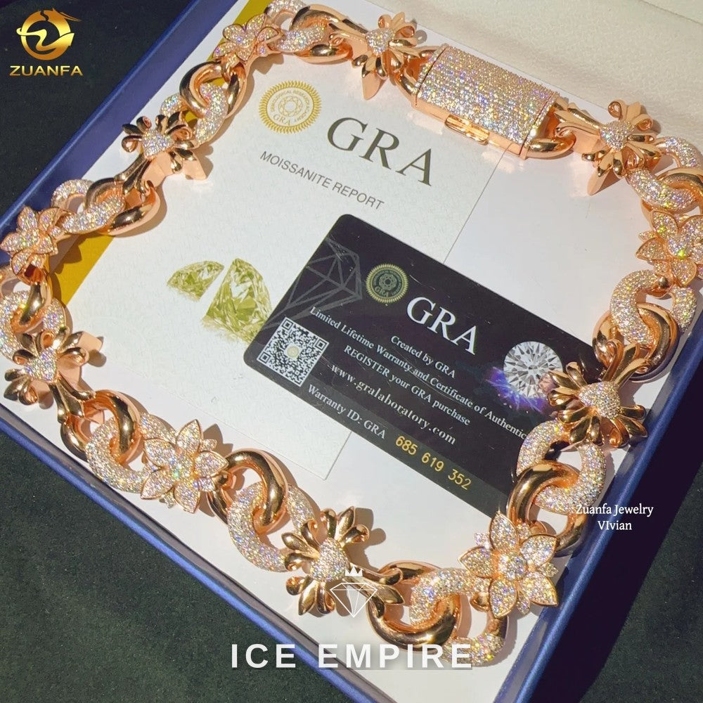 Iced Out Rose Gold Plated Moissanite Cuban Chain