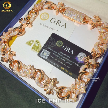 Iced Out Rose Gold Plated Moissanite Cuban Chain