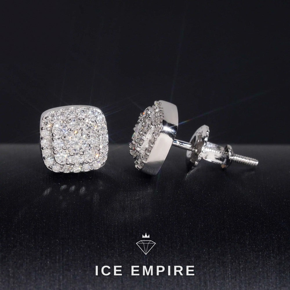 Iced Out 925 Silver Moissanite Stud Earrings