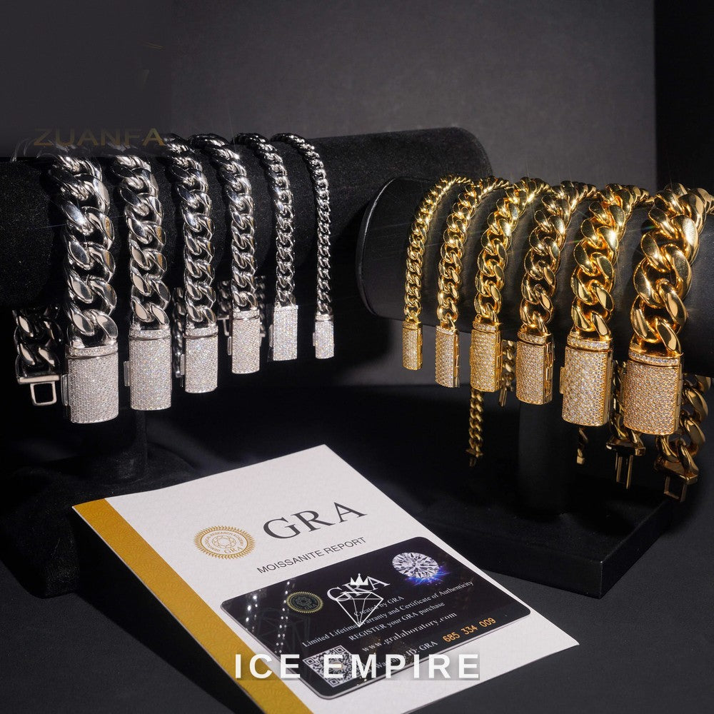 Iced Out Gold Plated Moissanite Cuban Chain