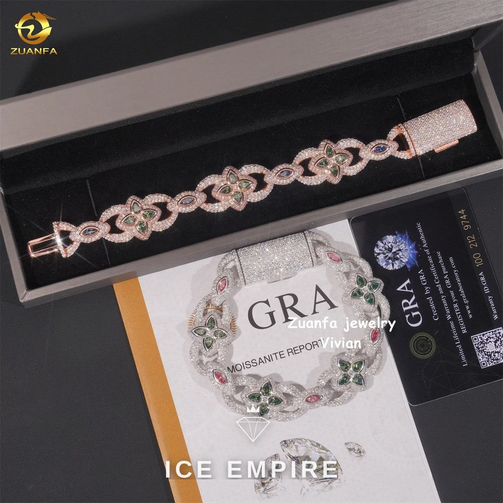 Iced Out 925 Silver Moissanite Cuban Chain