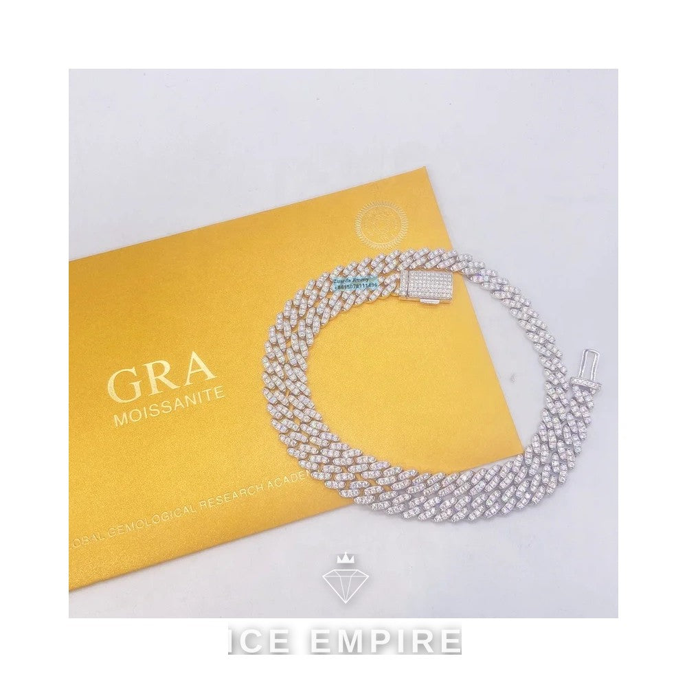 Iced Out 925 Silver Moissanite Cuban Chain