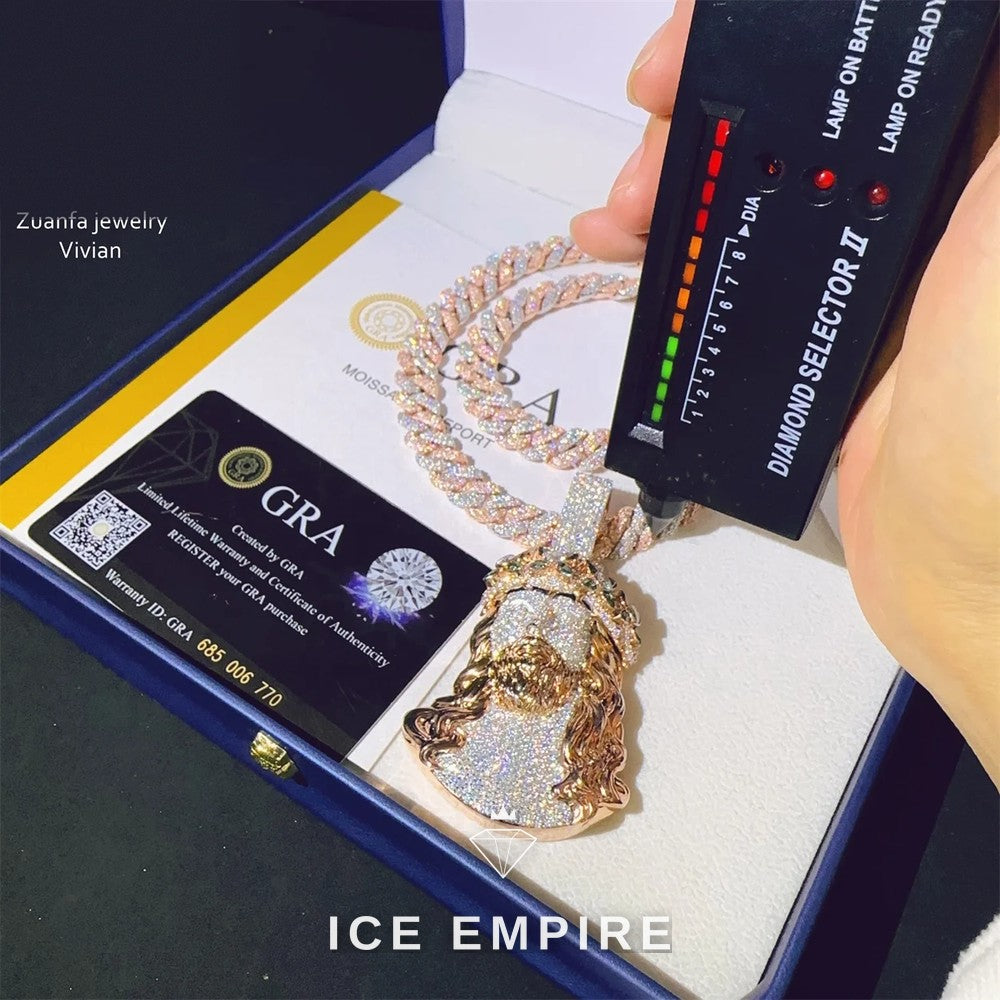 Iced Out Cross Gold Plated Moissanite Pendant