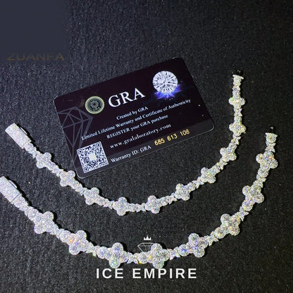 Iced Out Cross 925 Silver Moissanite Tennis Chain