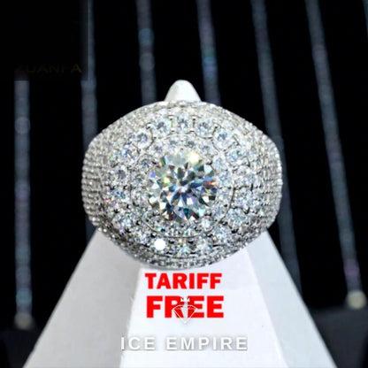Iced Out Cluster Gold Plated Moissanite Ring