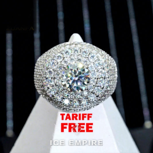 Iced Out Cluster Gold Plated Moissanite Ring