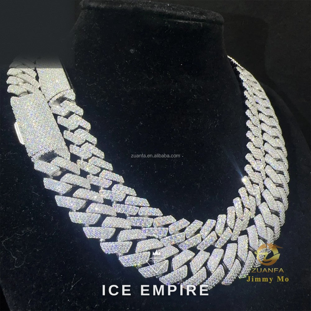 Iced Out 925 Silver Moissanite Cuban Chain