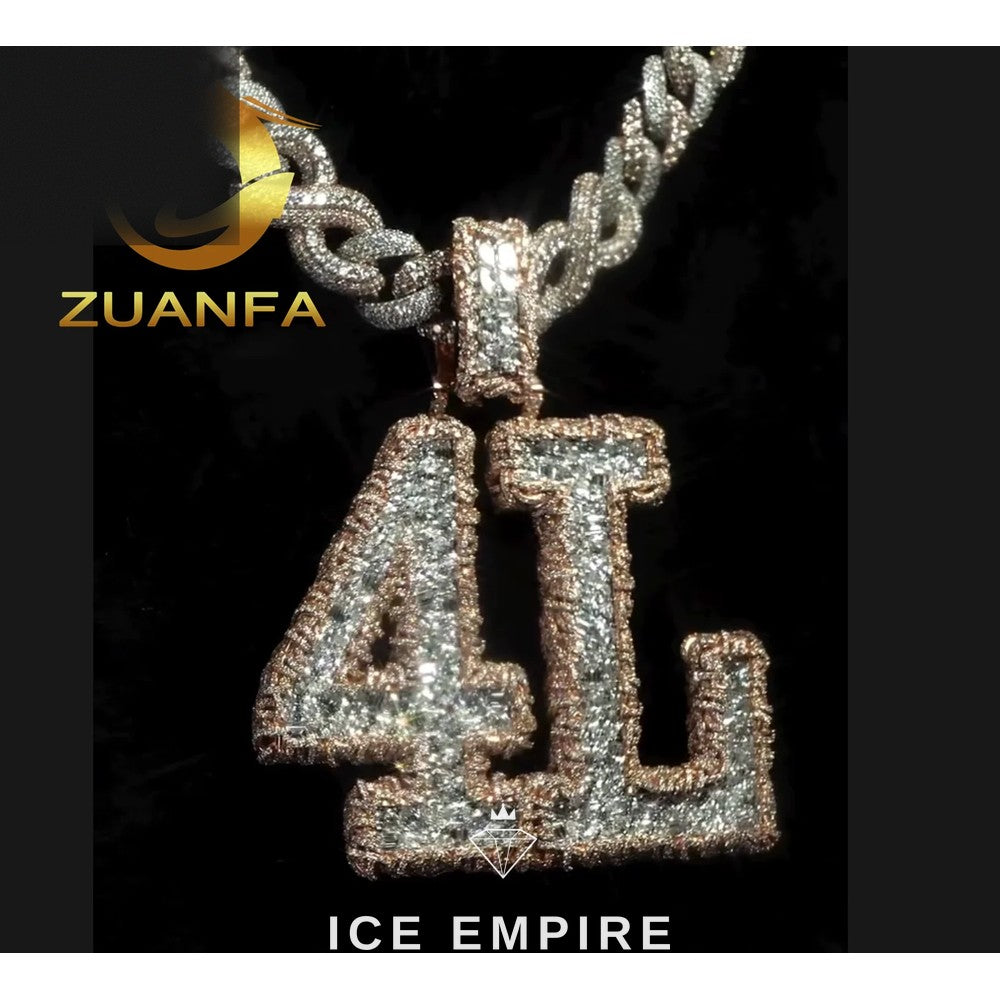 Iced Out Baguette Rose Gold Plated Moissanite Pendant