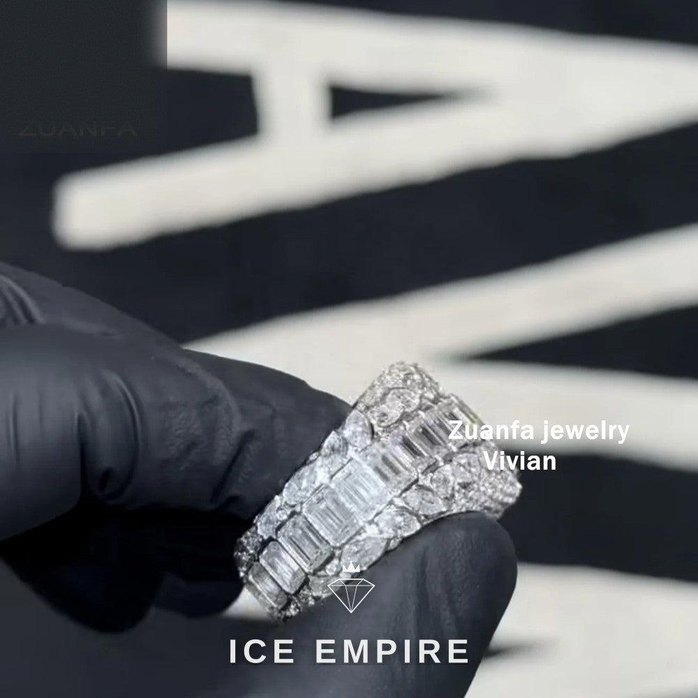 Iced Out 925 Silver Moissanite Ring