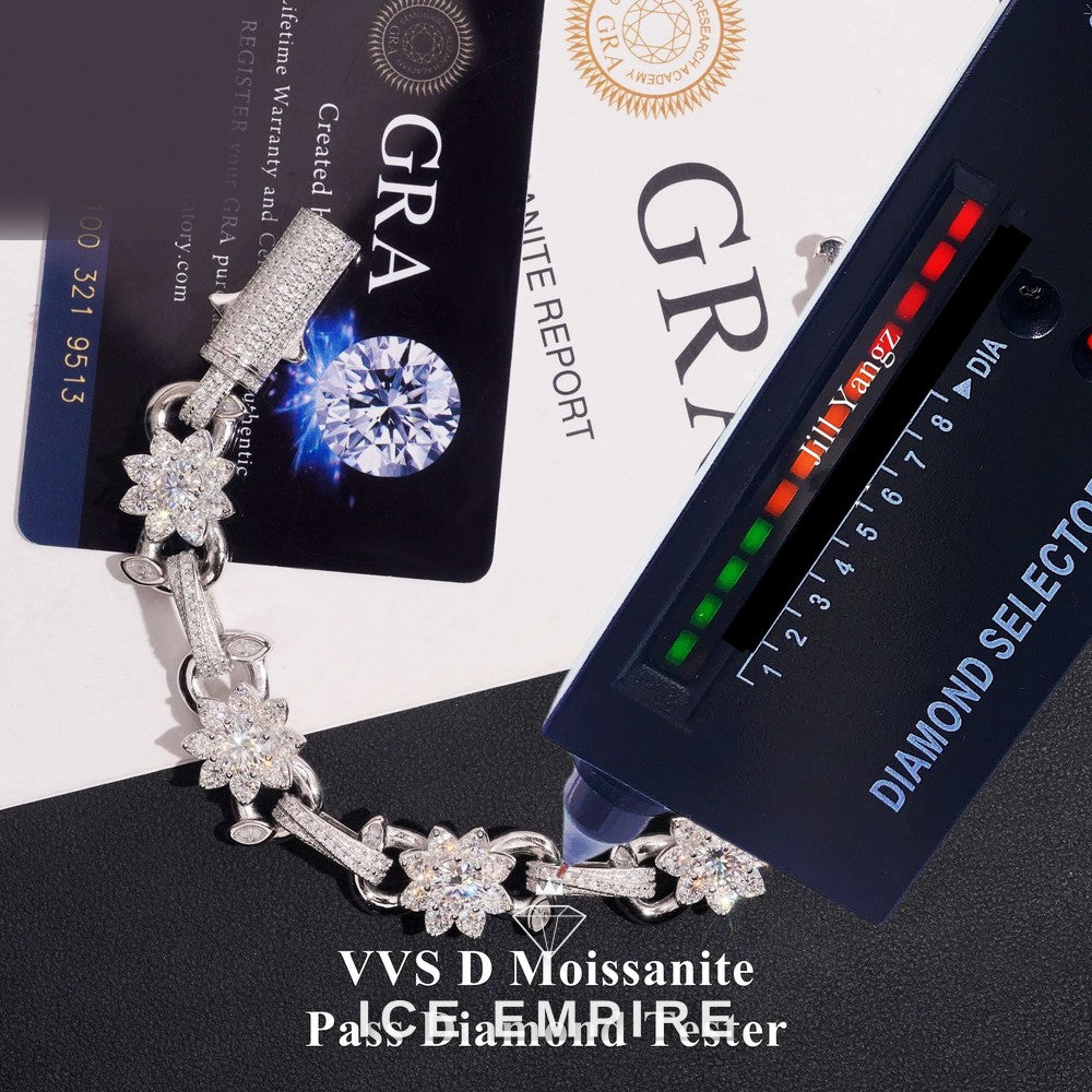 Iced Out Baguette Rose Gold Plated Moissanite Cuban Chain